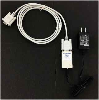 DL-WF232とACアダプタ/RS232Cケーブル接続のイメージ