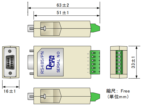 RS485PN size