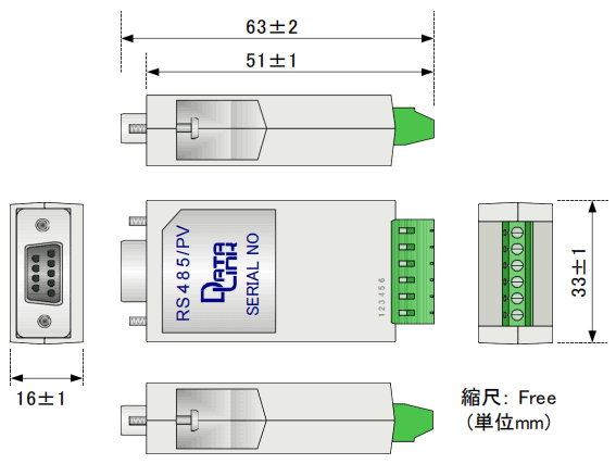 RS485PV size